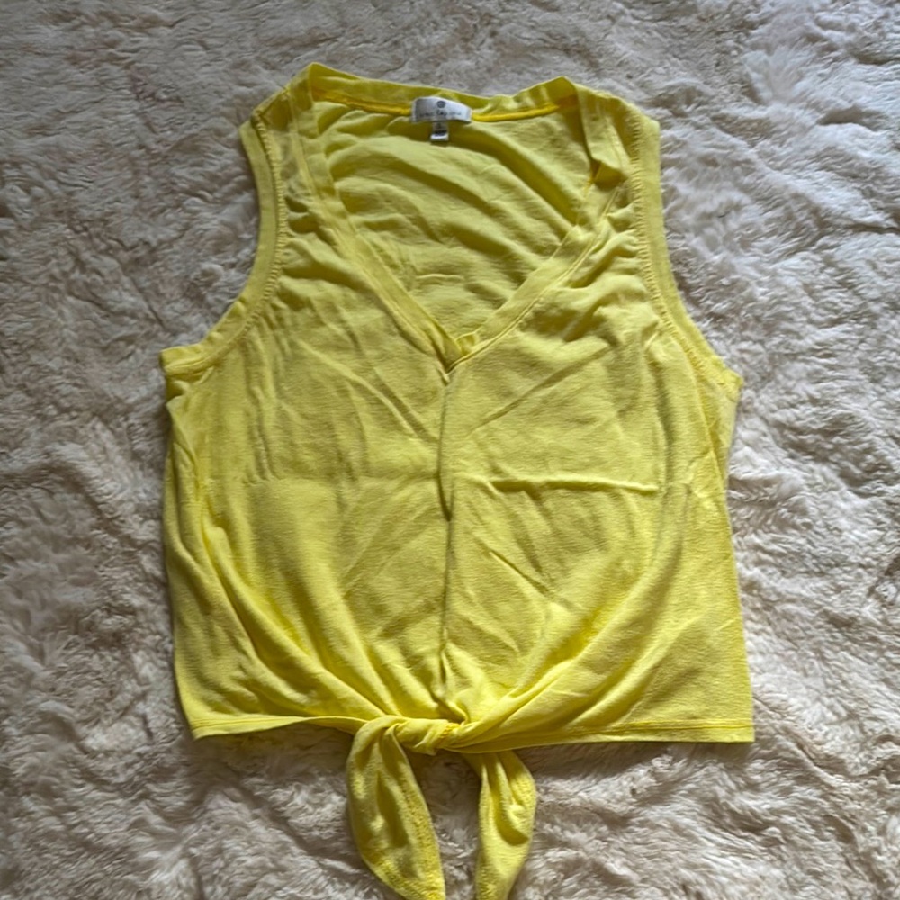 Yellow Sleeveless Tie-Front Top